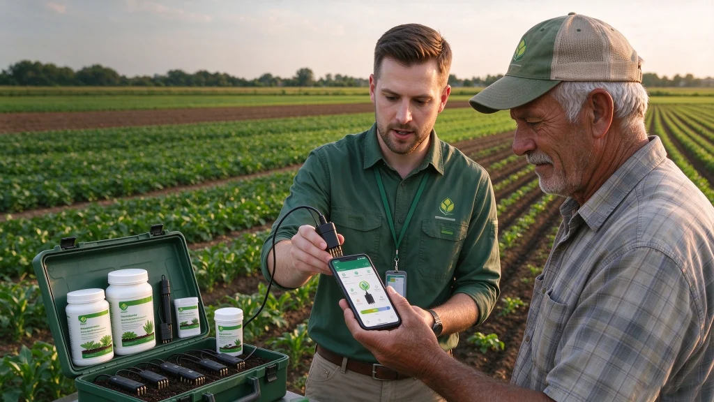 Soil detector app displaying real-time soil parameters during a field measurement